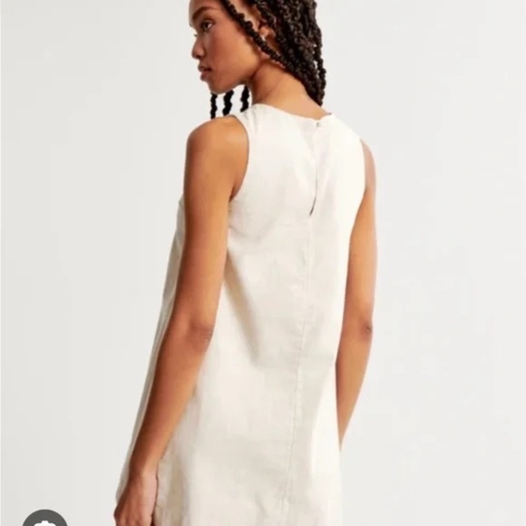 NWT Abercrombie High Neck Linen-Blend Mini Dress - Picture 2 of 5